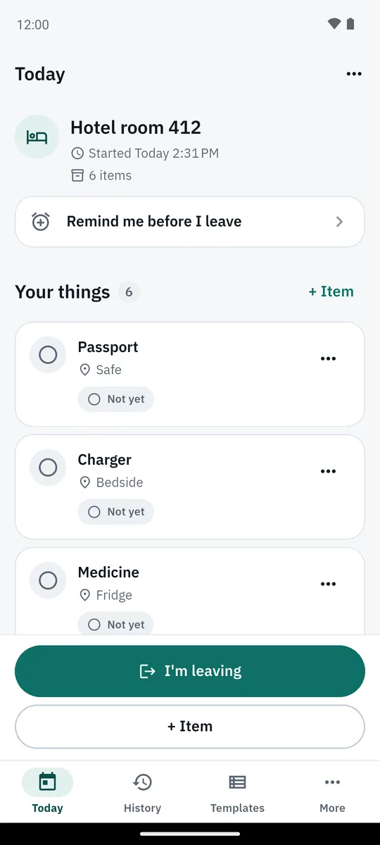 App screenshot: Your session and where things are