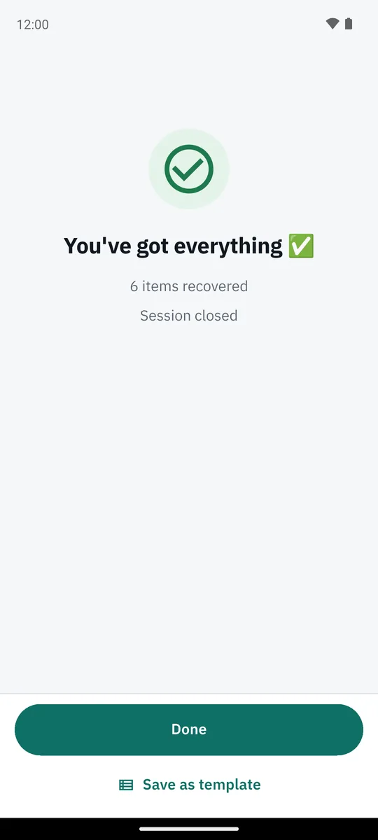App screenshot: All done